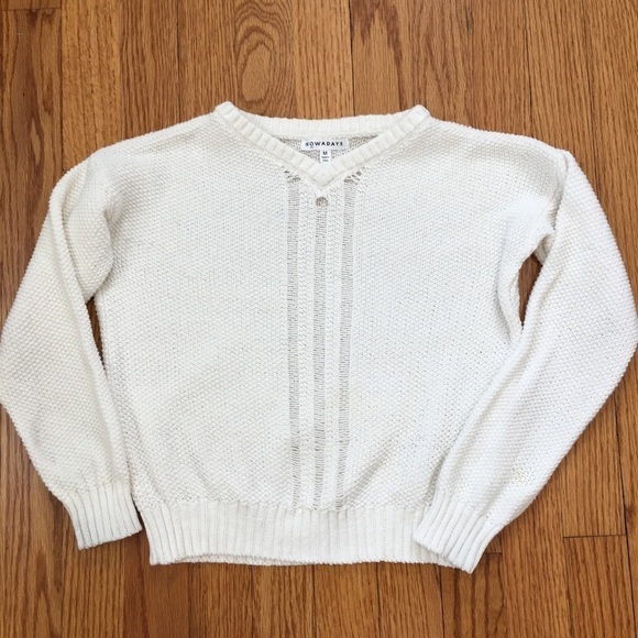 Nowadays Big Girls White Cotton Pull Over Knit Sweater - Picture 10 of 12